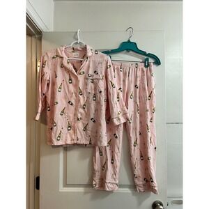 BedHead PJs Womens Pink POP FIZZ CLINK Champagne Print Pajama Set XS